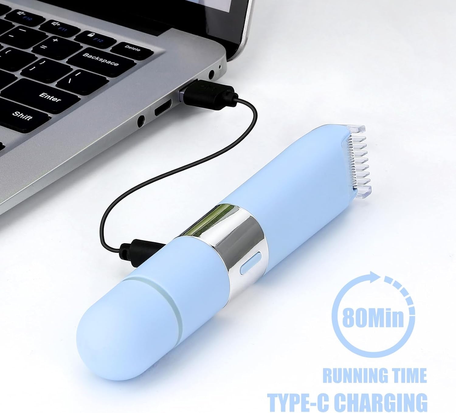 Bikini Trimmer Women Body Shaver 2 in 1 Wet Dry Pubic Hair Trimmer Rechargeable Cordless Razor for Face Lip Chin Underarm Legs (Blue)